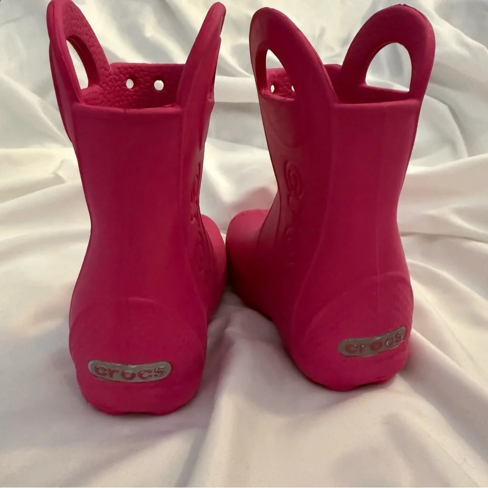 Like New Crocs Kids Handle It Toddler Rain Boots in Candy Pink
